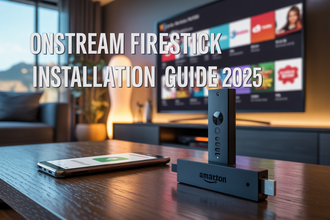 showing step-by-step OnStream installation guide for FireStick setup
